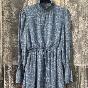 Elegant Blue Patterned Dress
